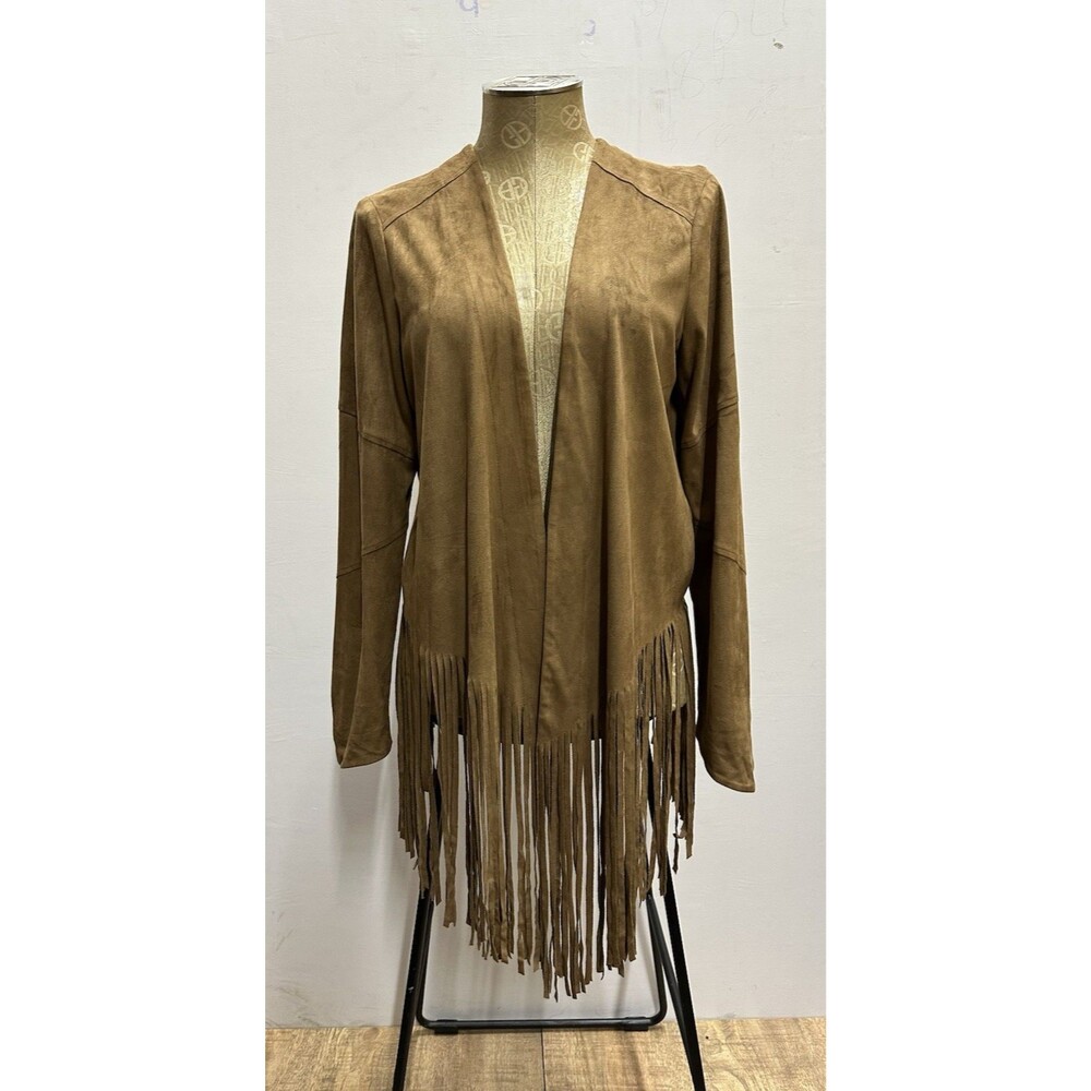 Forever21 women size M fringed brown western long sleeve cover up
